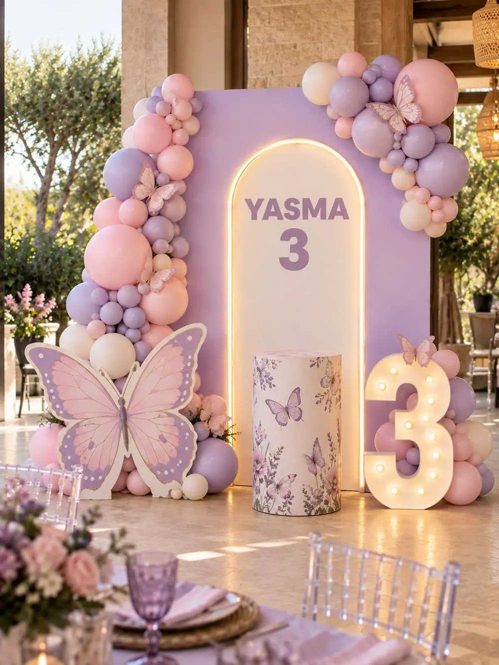 Butterfly Garden birthday decoration, Package 1 (2 m wide) setup, view 5