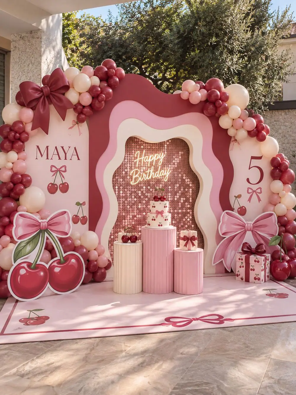 Cherry Sweet birthday decoration, Package 3 (6 m wide) setup