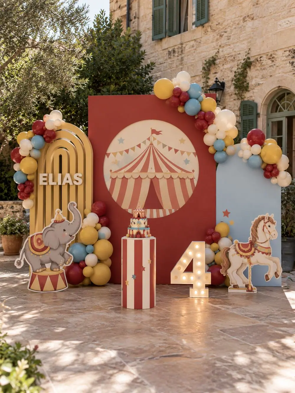Circus & Carnival birthday decoration, Package 2 (4.5 m wide) setup, view 4