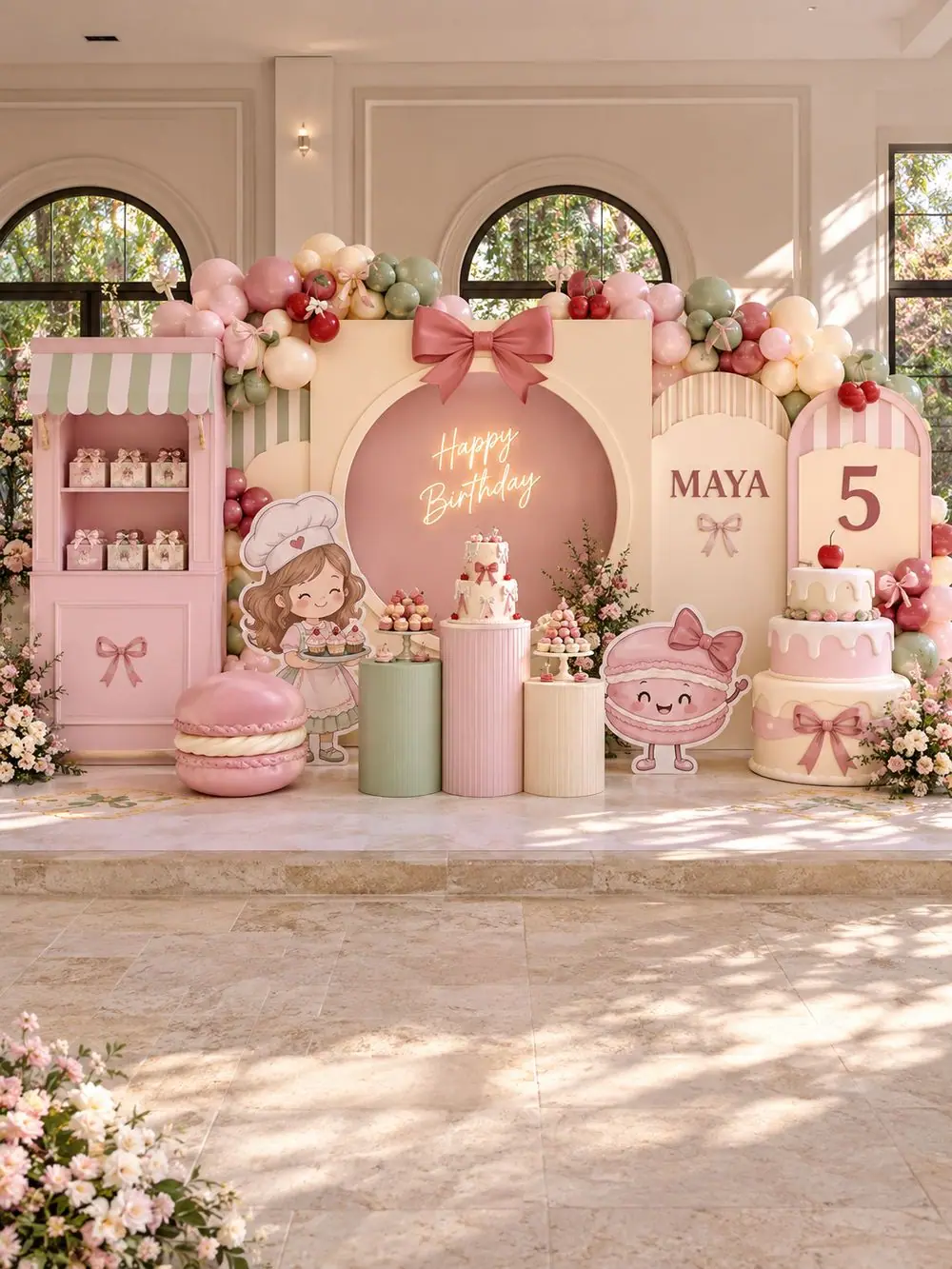 Sweet Treats birthday decoration, Package 4 (8 m wide) setup
